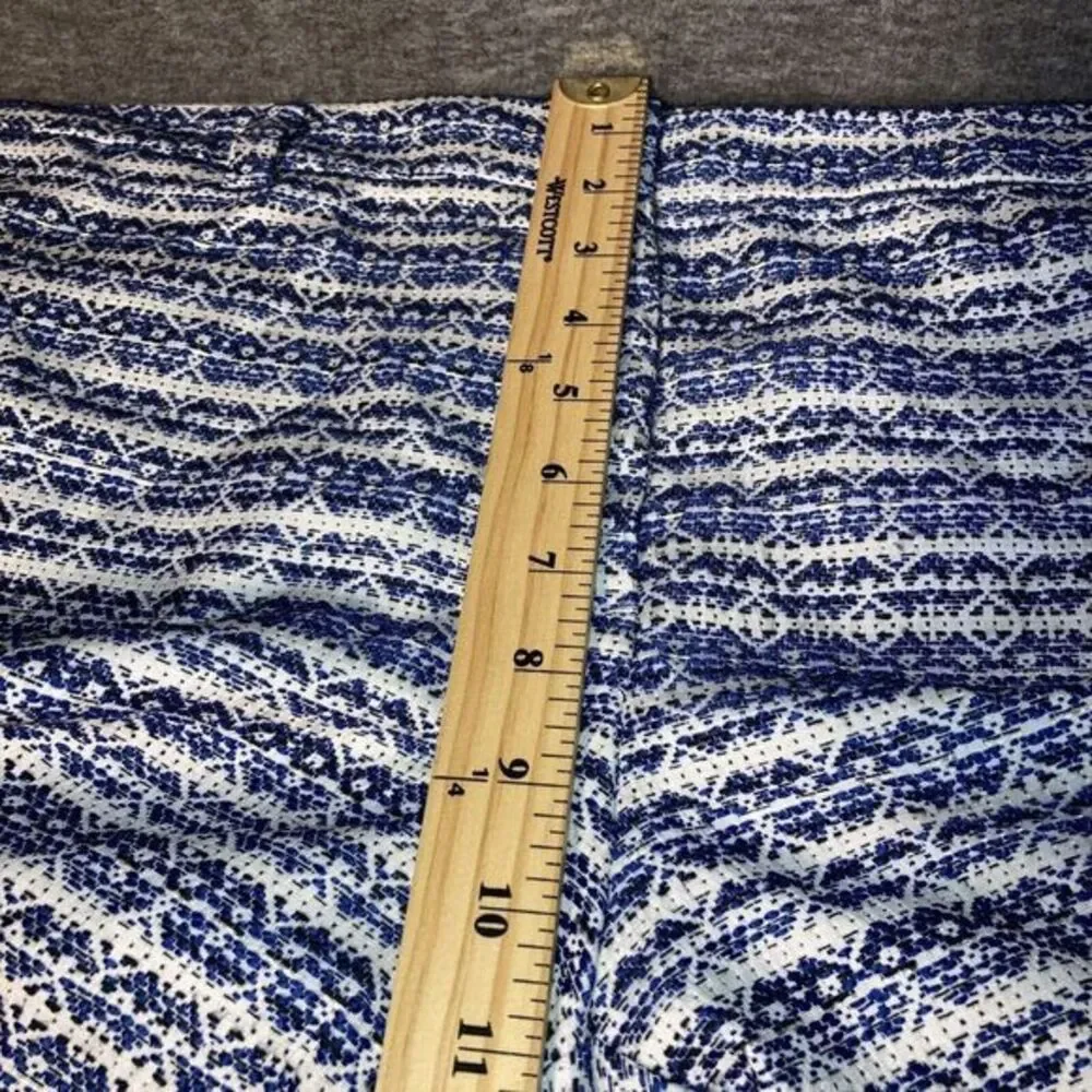 Liz Claiborne Women's 16 Jacquard Bermuda Shorts Aztec‎ Navy Gauze Basket Weaved